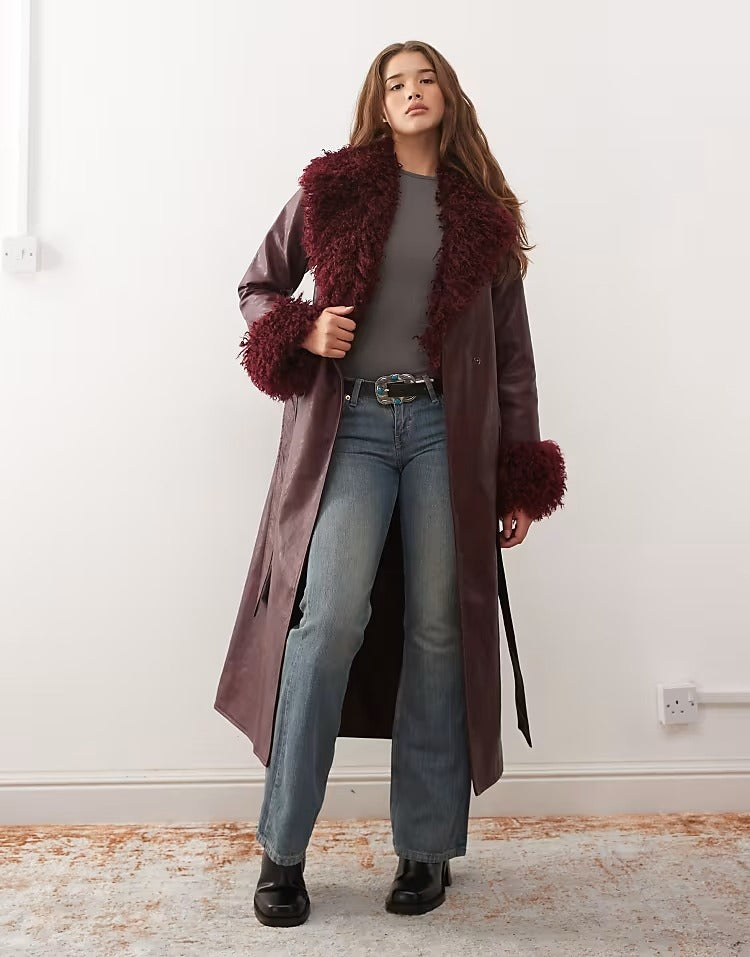 Burgundy long-haired coat